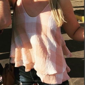 Pink and white check tank